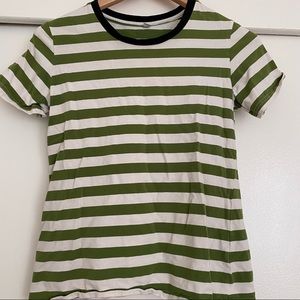 Striped green and white T shirt